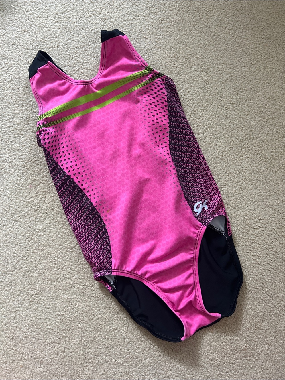 GK Elite Neon Tank Leotard Size, Neon Pink/Black, size CM
